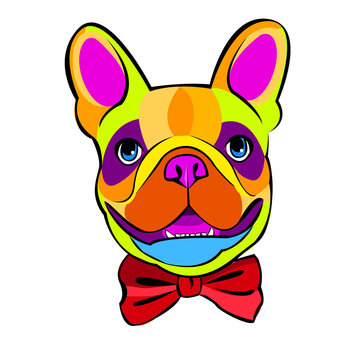 bulldog, dog, animal, french, vector, illustration, pet