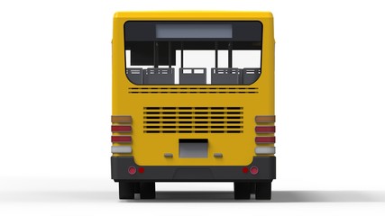 Small urban yellow bus on a white background. 3d rendering.