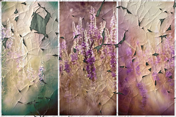 Wrinkled paper technique - purple meadow flowers