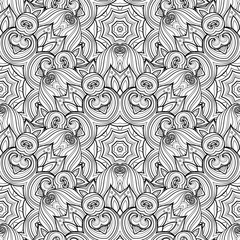 Vector Seamless Monochrome Ornate Pattern