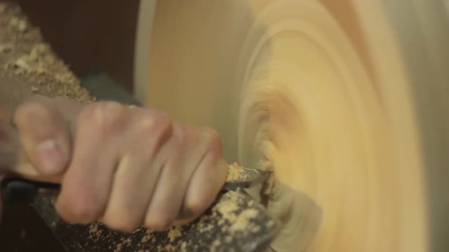 Foot operated spring pole wood lathe.
