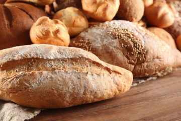 Lot of different bread closeup
