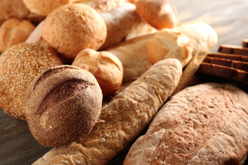 Lot of different bread closeup