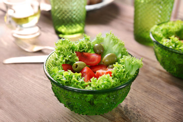 Fresh vegetable salad on a table
