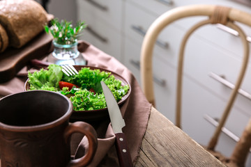 Fresh vegetable salad on a table