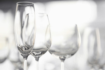Glasses for different drinks, closeup