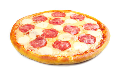 Tasty pizza on white background