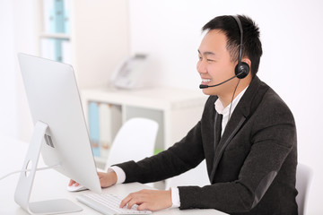 Call center operator in office