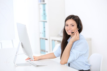 Call center operator in office