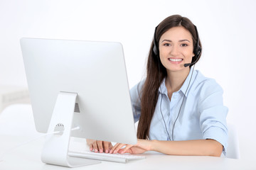Call center operator in office