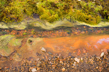 Dramatic background colours in a stream, Landmannalaugar, Icelan