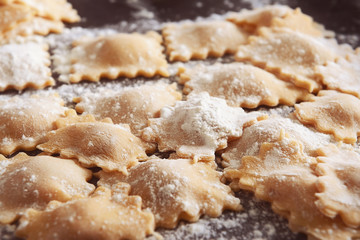 Uncooked ravioli, close up