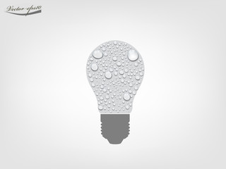 light bulb from transparent water drop vector, clean efficient appliance equipment design concept
