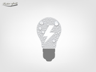 light bulb from transparent water drop vector, clean efficient appliance equipment design concept
