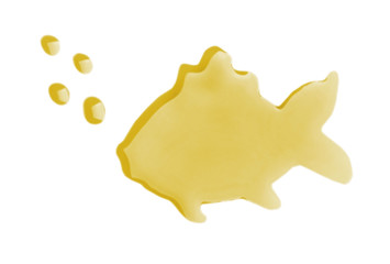 Fish made of cod liver oil on white background