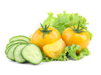 Fresh vegetables on white background