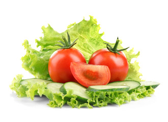 Fresh vegetables on white background