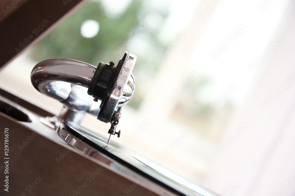 Wall mural old gramophone player, closeup