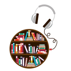 Ebook and headphone icon. Download elearning reading and electronic theme. Isolated design. Vector illustration