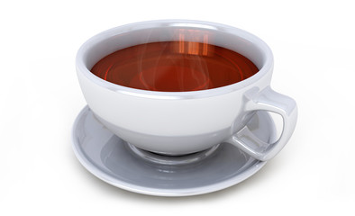 Cup of Black Tea with Plate isolated on a white background. 3d R