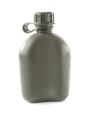 Military canteen on white background