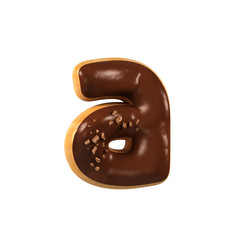 Chocolate Donut Font Concept. Delicious Letter A. 3d rendering isolated on white background