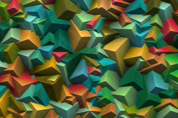 Blocks crystals, abstract background design, digital art illustration work.