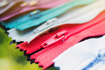 picture of selective focus on zipper objects on reflection shadow  for background