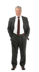 Senior businessman on white background