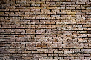Brick wall design background, indoor wall with light from window