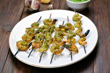 Grilled pesto shrimp