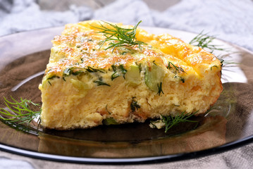 Omelette on glass plate