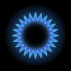 Flames of gas stove, top view