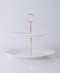 tray or two tier serving tray on a background.
