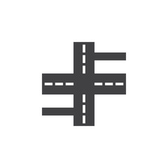Crossroads icon vector, streets filled flat sign, solid pictogram isolated on white, logo illustration