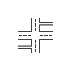 Obraz premium Crossroads line icon, streets outline vector sign, linear pictogram isolated on white. logo illustration