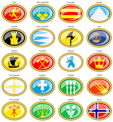 Set of icons. Counties of Norway flags.