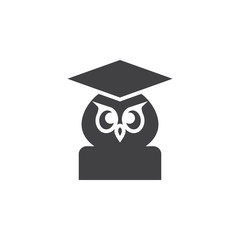 School and education symbol. Owl in graduation hat icon vector, filled flat sign, solid pictogram isolated on white, logo illustration