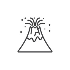 Volcano eruption line icon, outline vector sign, linear pictogram isolated on white. logo illustration © alekseyvanin