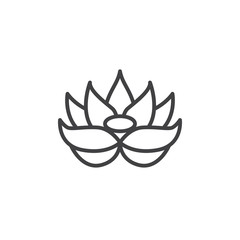 lotus flower line icon, outline vector sign, linear pictogram isolated on white. logo illustration