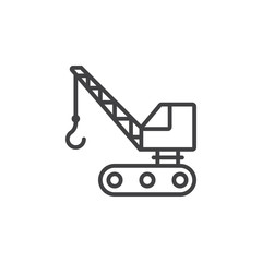 crawler crane line icon, outline vector sign, linear pictogram isolated on white. logo illustration