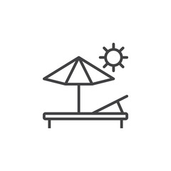 Vacation, sun lounger line icon, outline vector sign, linear pictogram isolated on white. logo illustration