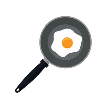 Frying pan with egg. Vector illustration