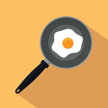 Fried eggs on pan with long shadow