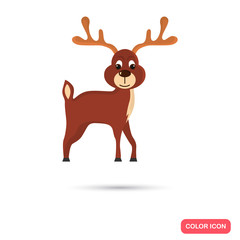 Christmas deer color icon. Flat design for web and mobile