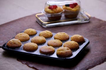 Tray with muffins