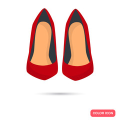 Red heels color icon. Flat design for web and mobile