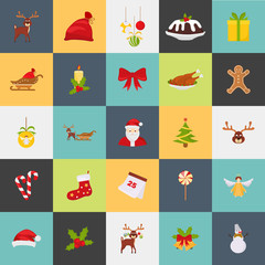 Set of Christmas color icons. Flat design for web and mobile
