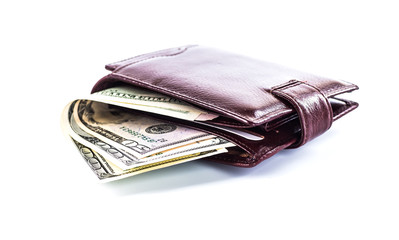 men's wallet money in cash white background
