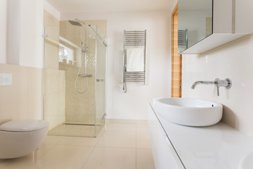 Modern bathroom with glass shower